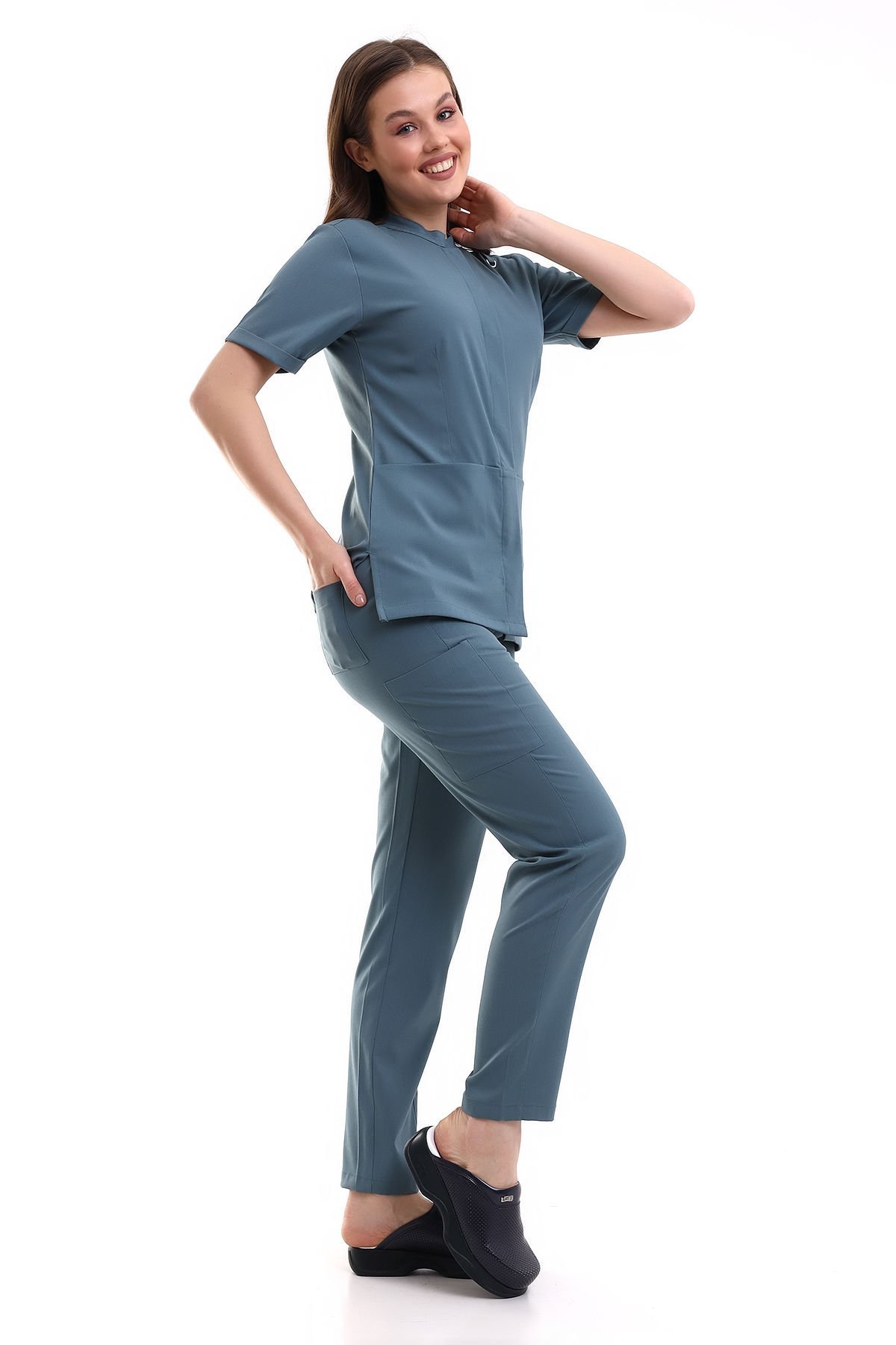 ÇIÇITLI KADIN LİKRALI SCRUBS FORMA
