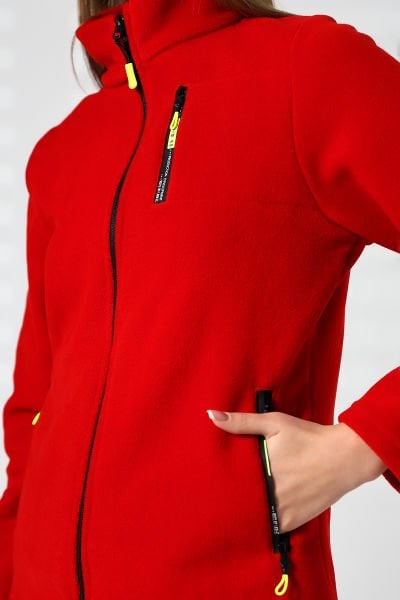 KIRMIZI KADIN POLAR HIRKA-CEKET