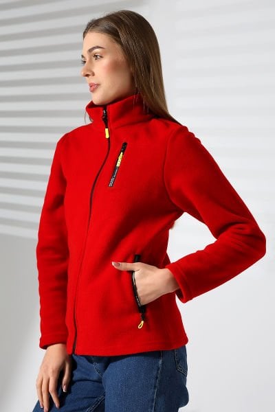 KIRMIZI KADIN POLAR HIRKA-CEKET