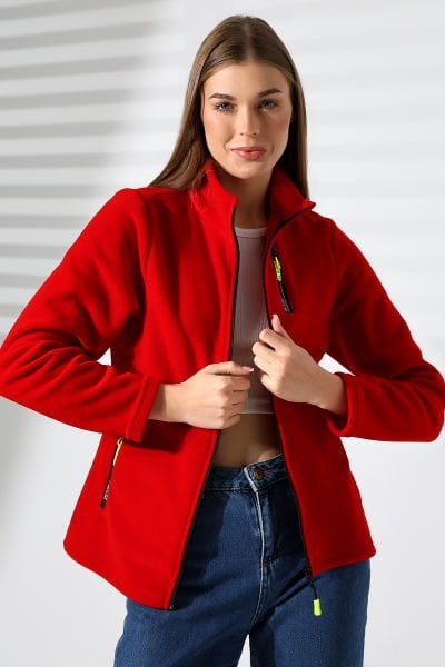 KIRMIZI KADIN POLAR HIRKA-CEKET