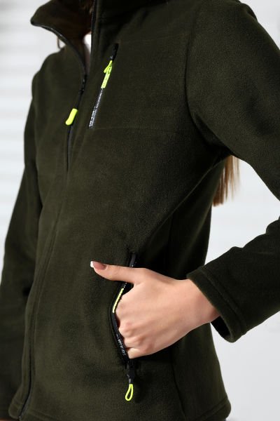 HAKİ KADIN  POLAR HIRKA-CEKET