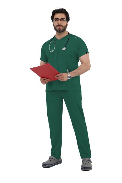 Yeşil Dr Greys Yarasa Kol Erkek Scrubs Takımı