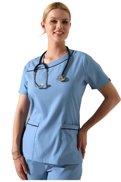 Yaka Detaylı Doktor Hemşire Scrubs, Güzellik Merkezi Forma Takımıı