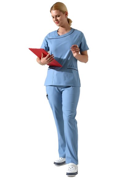 Yaka Detaylı Doktor Hemşire Scrubs, Güzellik Merkezi Forma Takımıı