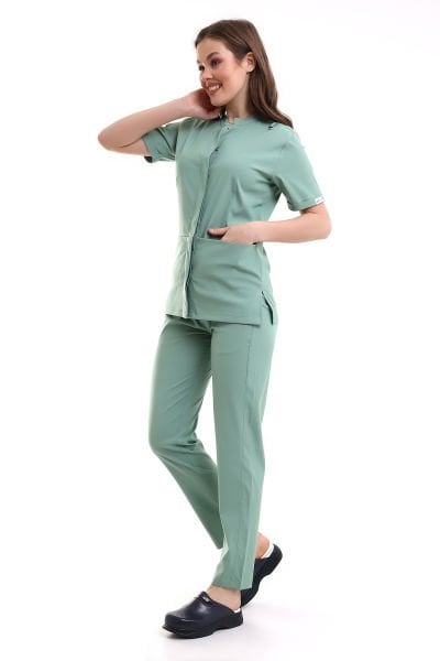 KÜF YEŞİLİ ÇITÇITLI LİKRALI DOKTOR HEMŞİRE TAKIMI