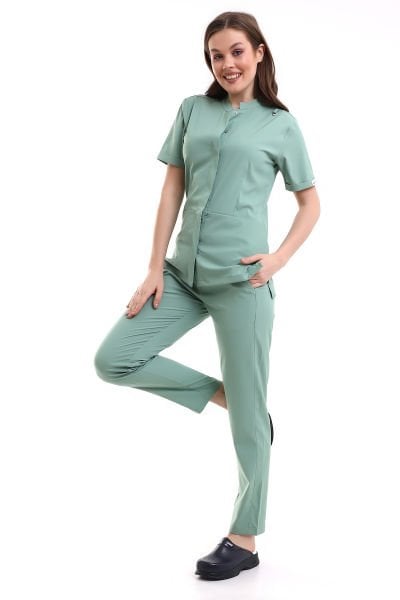 KÜF YEŞİLİ ÇITÇITLI LİKRALI DOKTOR HEMŞİRE TAKIMI
