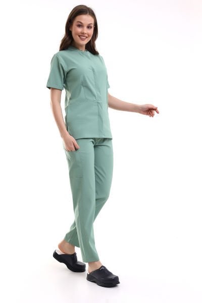 KÜF YEŞİLİ ÇITÇITLI LİKRALI DOKTOR HEMŞİRE TAKIMI