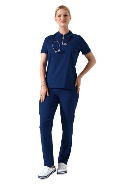 İndigo Polo Yaka Fermuar Detaylı Likralı Kadın Forma Takımı