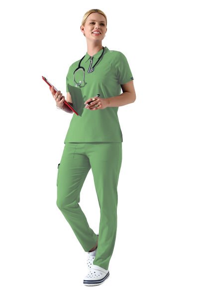 Mint Yeşili Polo Yaka Fermuar Detaylı Likralı Kadın Forma Takımı
