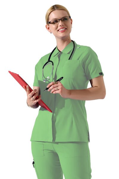 Mint Yeşili Çıtçıtlı Polo Yaka Doktor hemşire Scrubs Takımı