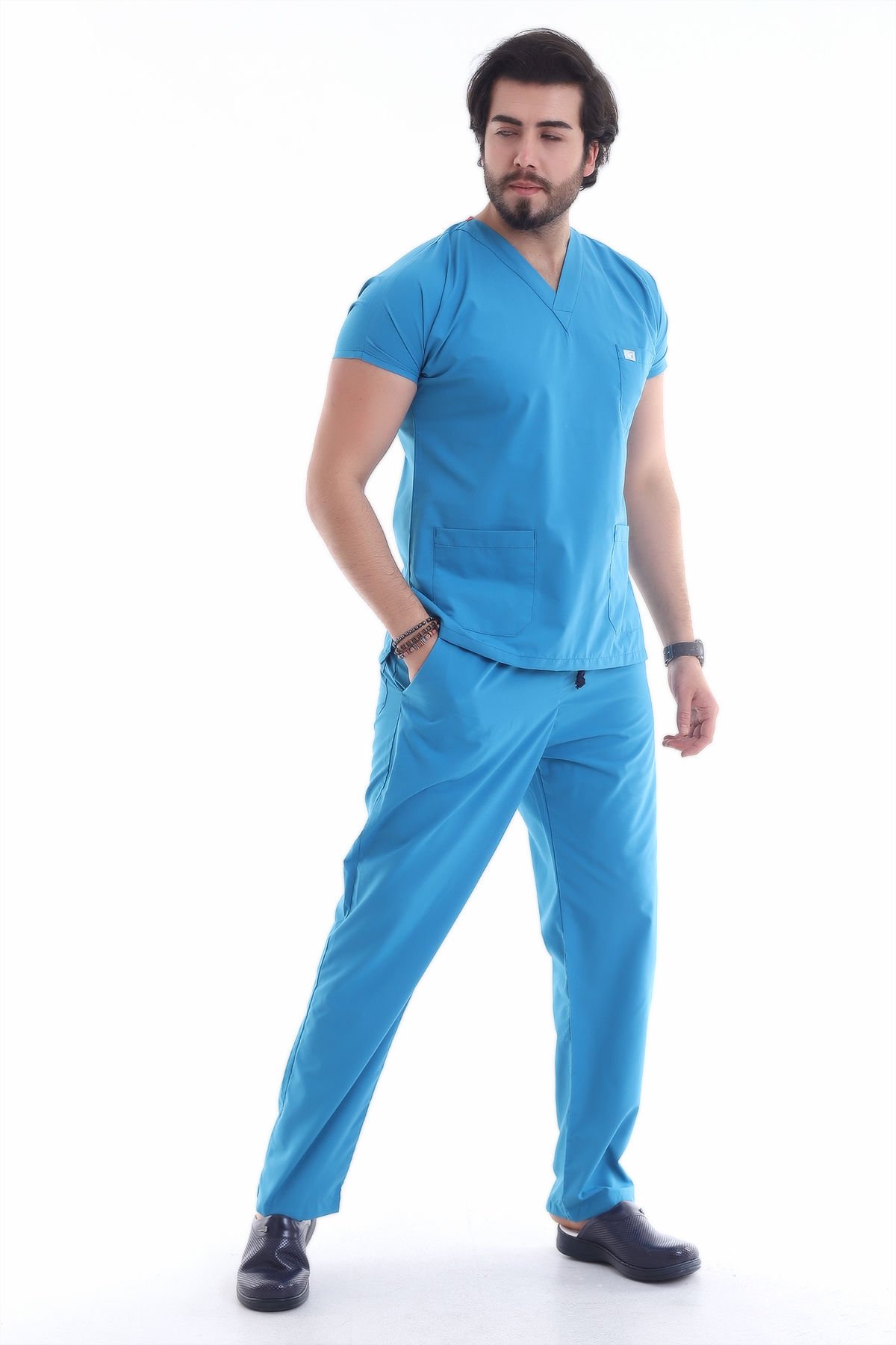 V YAKA DR GREYS LİKRALI ERKEK HEMŞİRE FORMASI