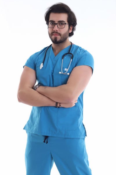 V YAKA DR GREYS LİKRALI ERKEK HEMŞİRE FORMASI