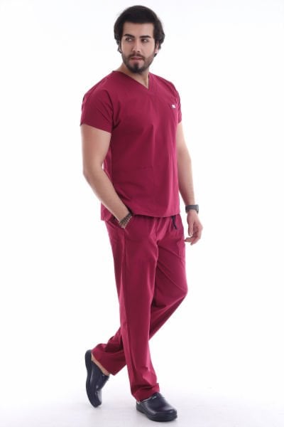 DR GREYS  LİKRALI BORDO DOKTOR HEMŞİRE FORMASI