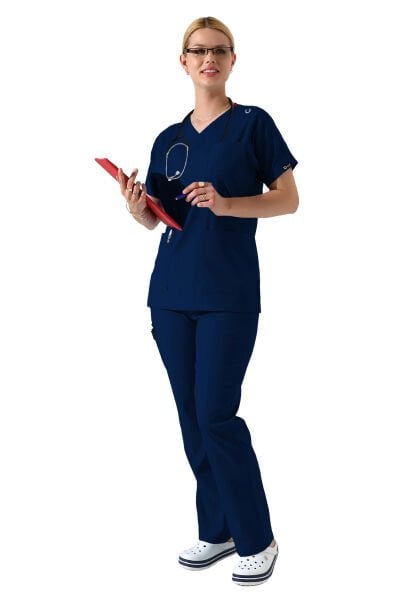 İndigo Dr Greys V Yaka Yarasa Kol Kadın Scrubs Takımı, Büyük Beden Scrubs