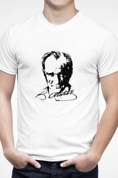 ATATÜRK BASKILI BEYAZ ERKEK TİŞÖRT