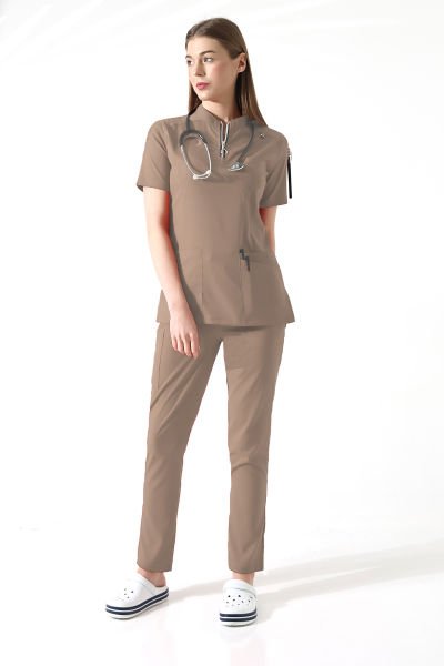 BEJ KADIN LİKRALI SCRUBS, HEMŞİRE ÜNİFORMASI