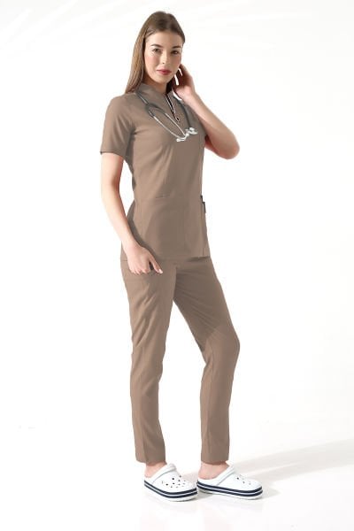 BEJ KADIN LİKRALI SCRUBS, HEMŞİRE ÜNİFORMASI