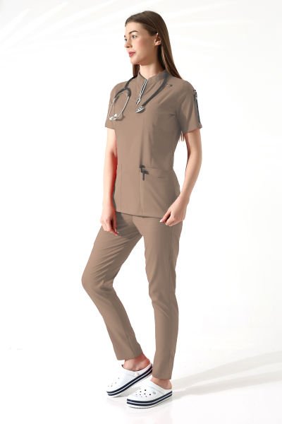 BEJ KADIN LİKRALI SCRUBS, HEMŞİRE ÜNİFORMASI