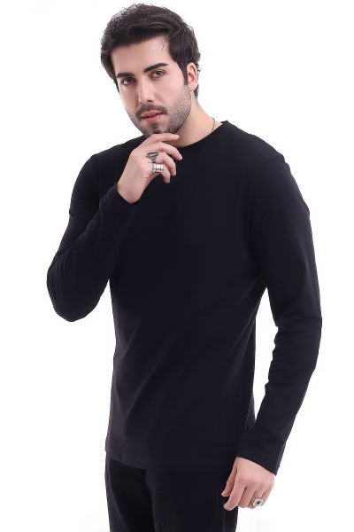 UZUN KOLLU SİYAH BASIC ERKEK TİŞÖRT