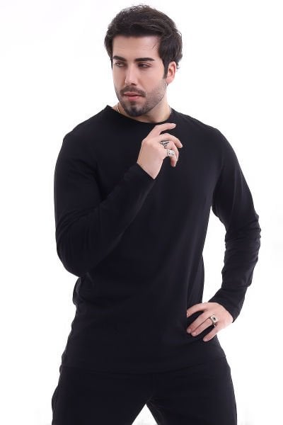 UZUN KOLLU SİYAH BASIC ERKEK TİŞÖRT