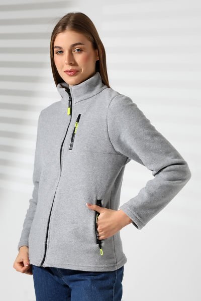KADIN FERMUARLI POLAR, GRİ
