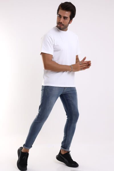 KISA KOLLU BEYAZ ERKEK T-SHIRT